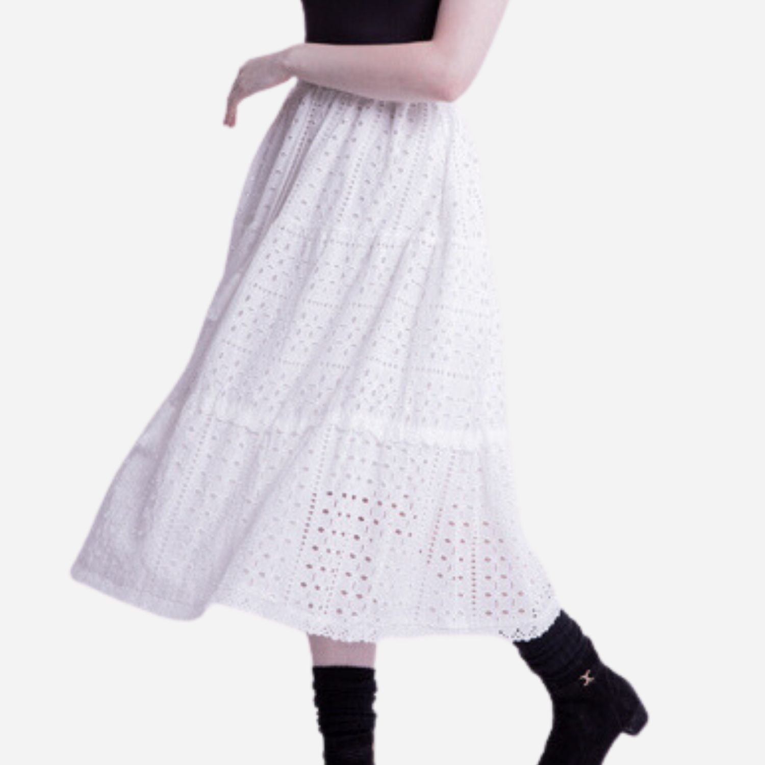 Branded Women's Eyelet Skirt White