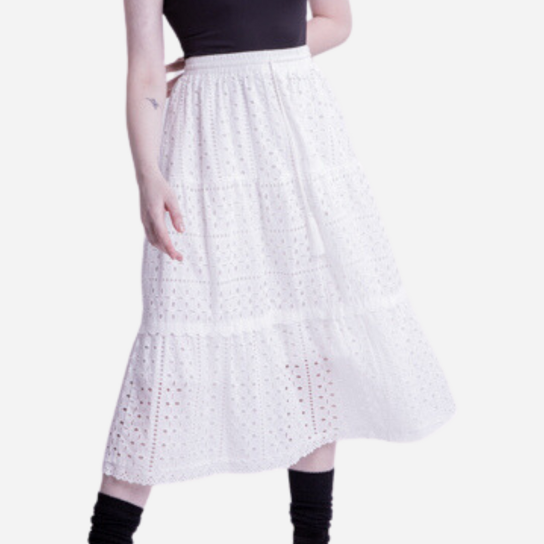 Branded Women's Eyelet Skirt White