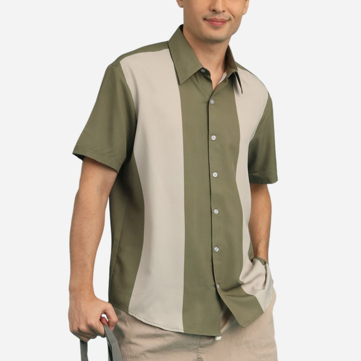 Branded Men's Shortsleeve Bowling Shirt Green