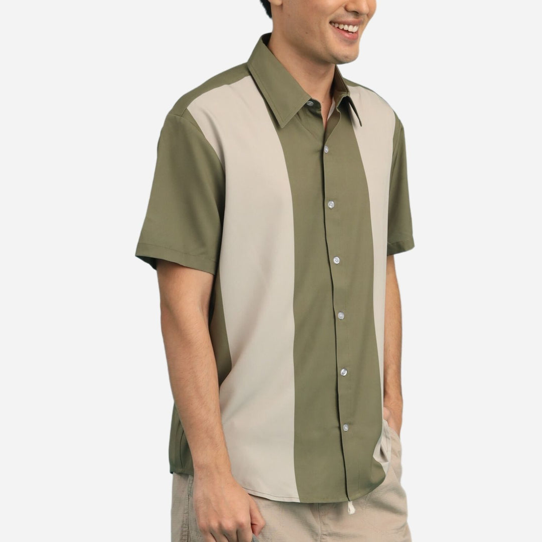 Branded Men's Shortsleeve Bowling Shirt Green