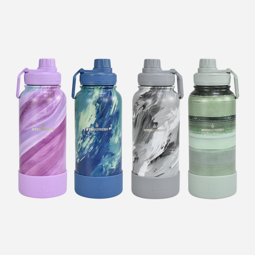 Hydrofresh Color HYDROFRESH FLASK WITH SPORTY HANDLE AND SILICONE BOOT STROKE SERIES ...