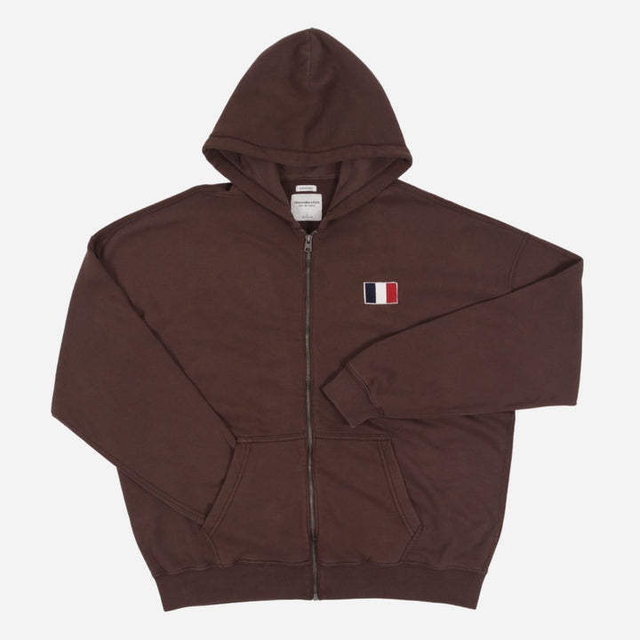 Branded Men's Fullzip Hoodie Jacket Brown