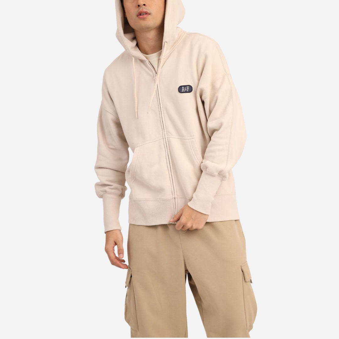 Branded Men's Fullzip Hoodie Jacket Cream