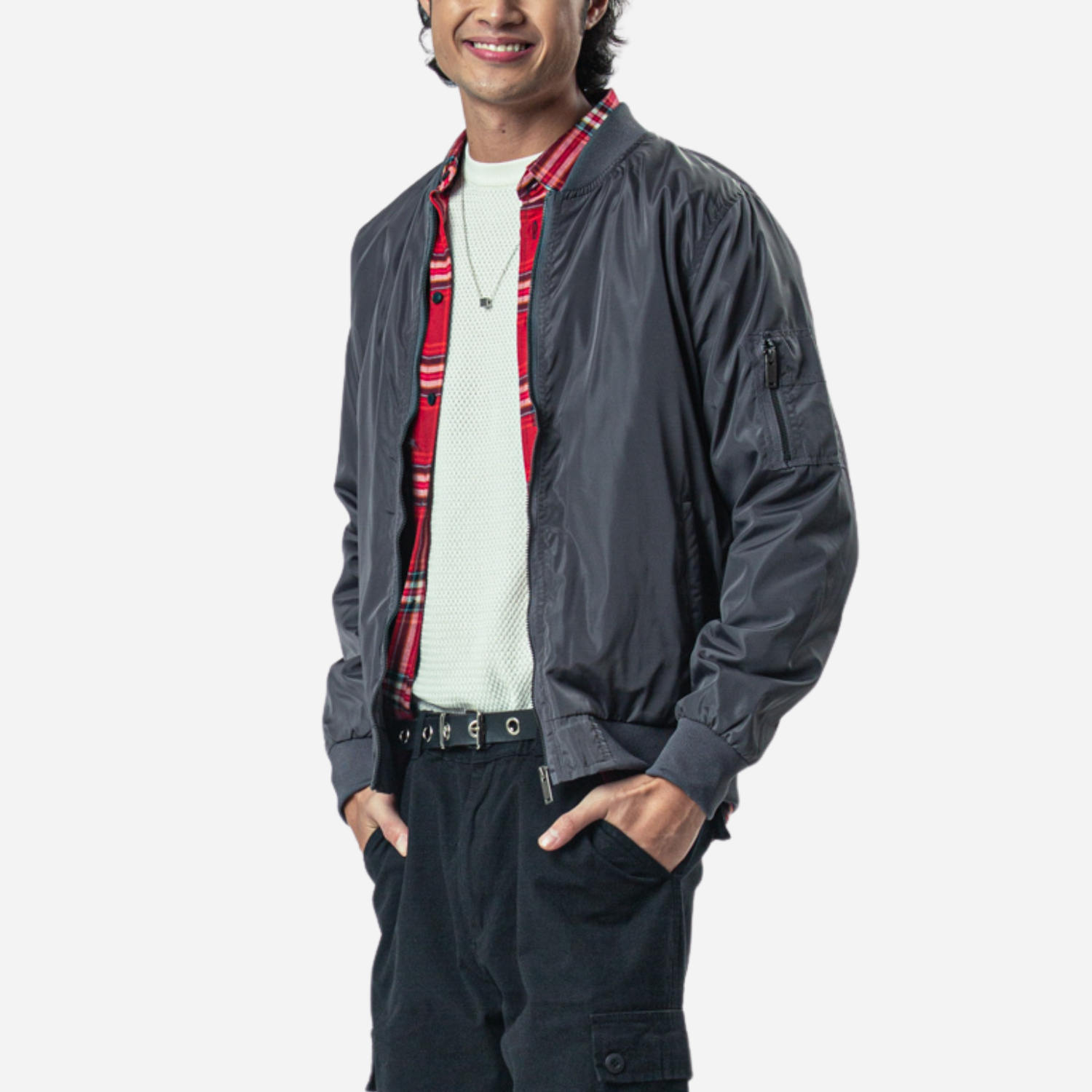Branded Men's Bomber Jacket Dark Gray