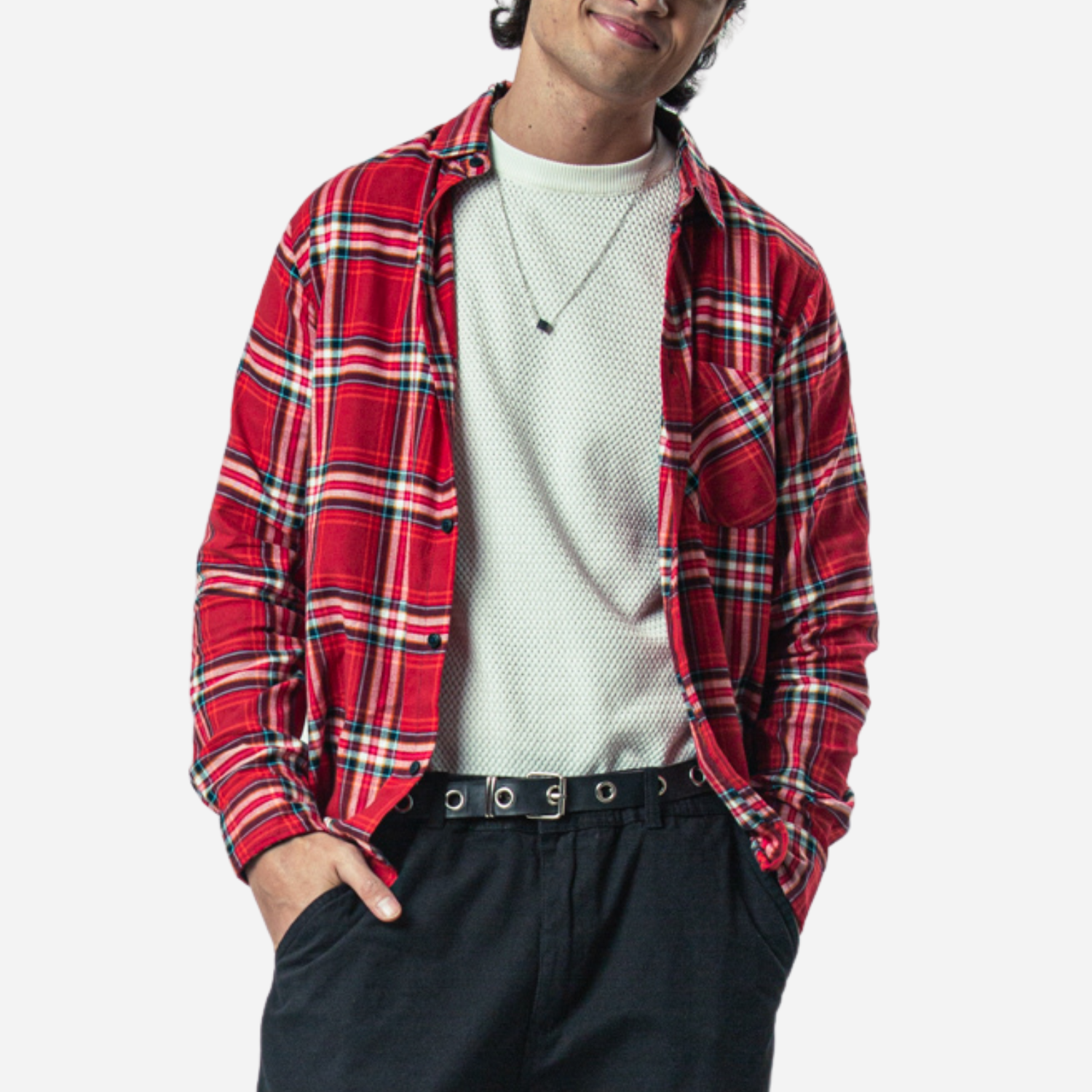 Branded Men's Flannel Longsleeve Shirt Red