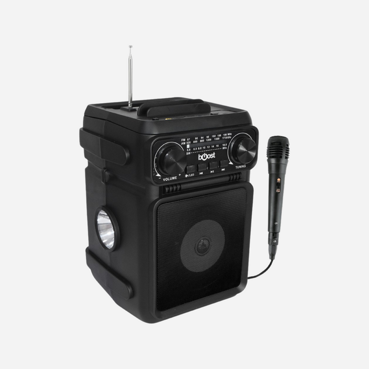 Boost Bluetooth Karaoke with AM/FM Radio and LED Light