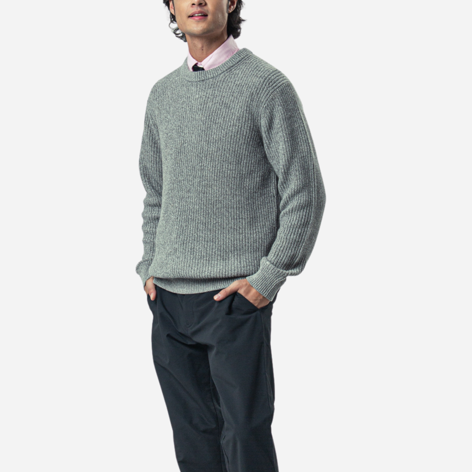 Branded Men's Knitted Sweater Light Gray