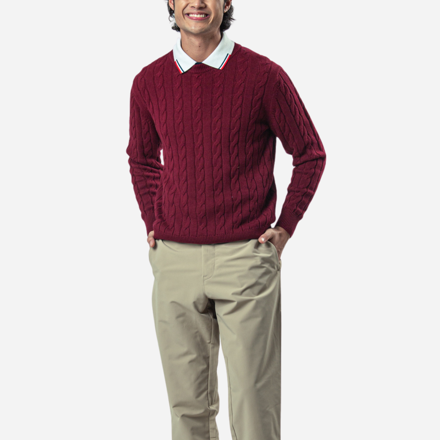 Branded Men's Knitted Sweater Wool Maroon