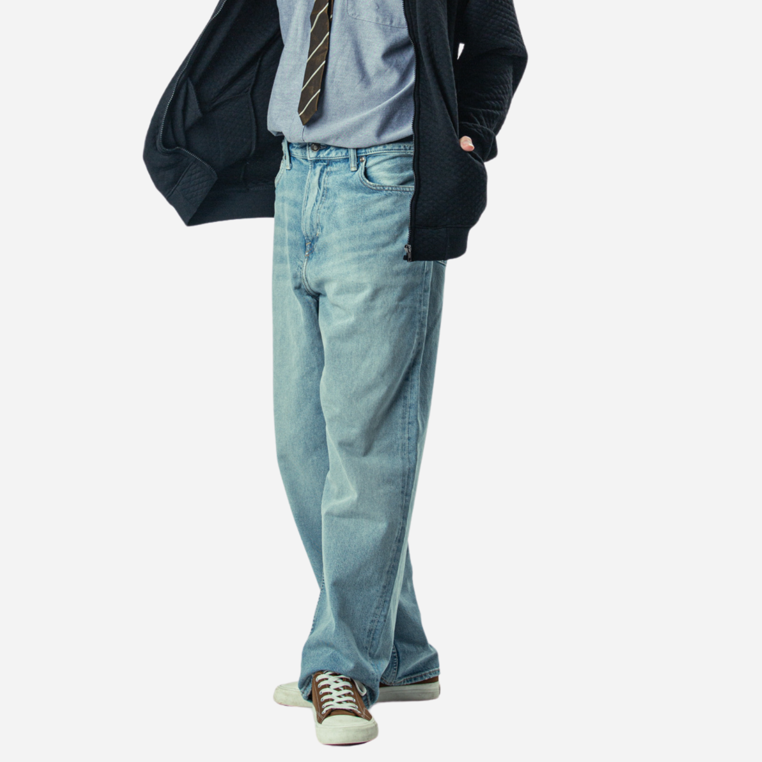 Branded Men's Denim Pants Washed Relax Fit Blue